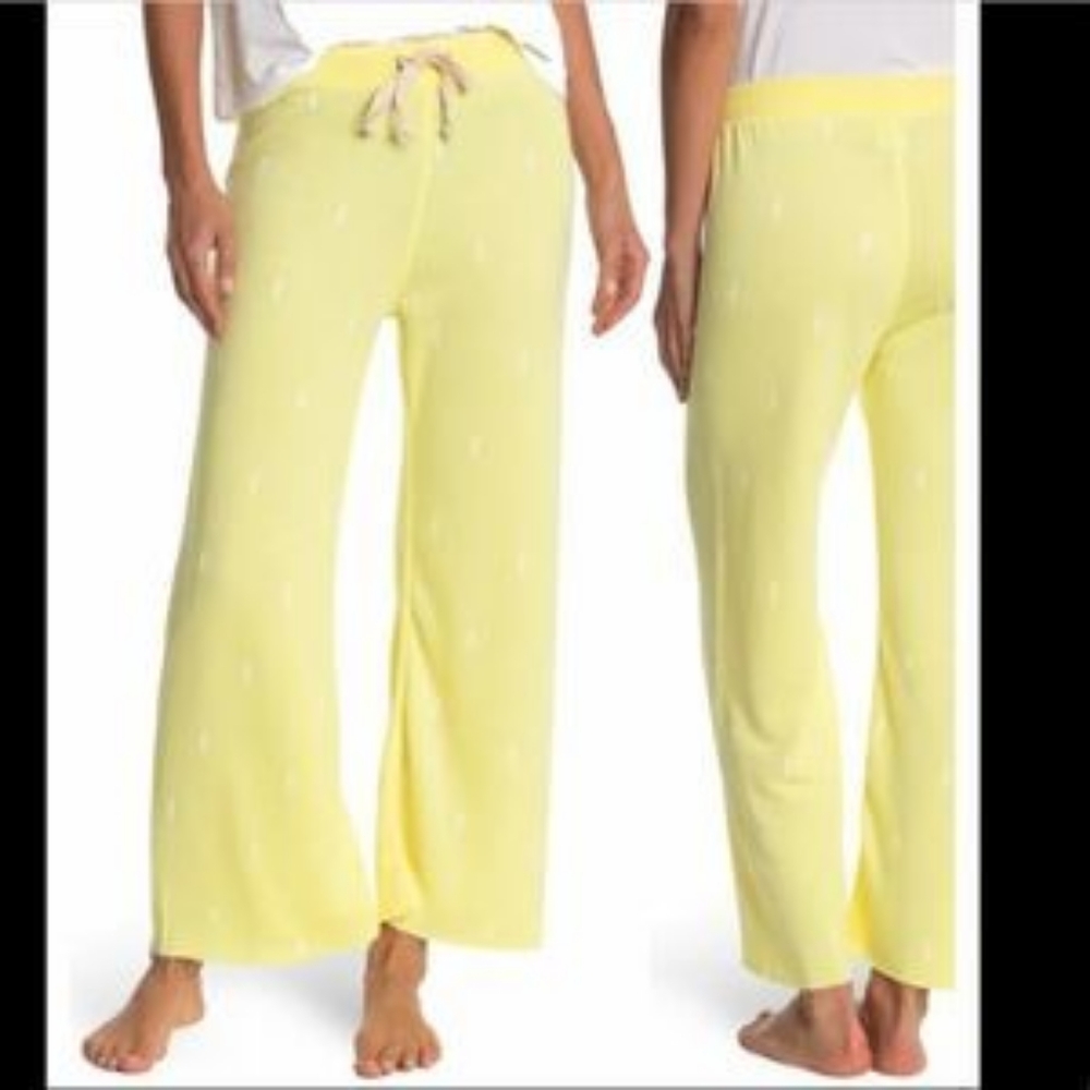 NWOT LOOP TERRY WIDE LEG PANT:CANARY:LARGE